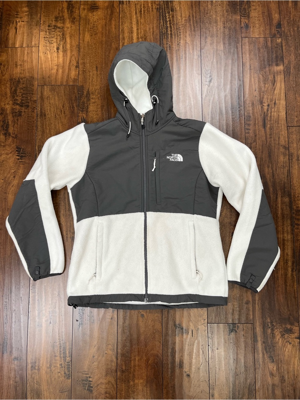 THE NORTH FACE Women’s Fleece Hooded Jacket White Gray Polartec Sz Medium